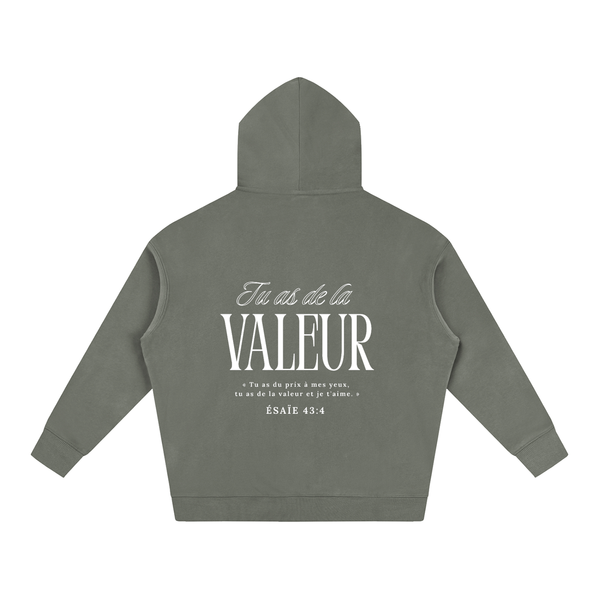 Hoodie "Tu as de la valeur" "Blanc"