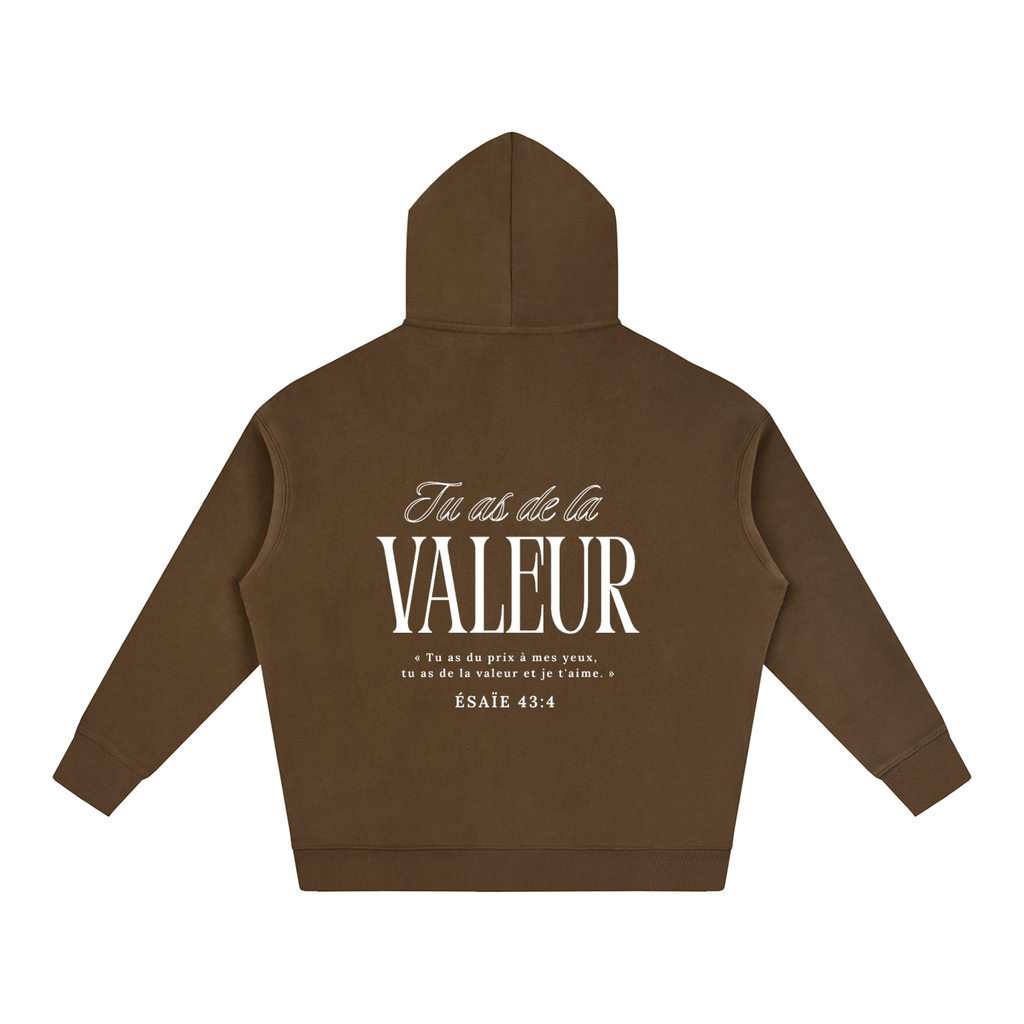 Hoodie "Tu as de la valeur" "Blanc"