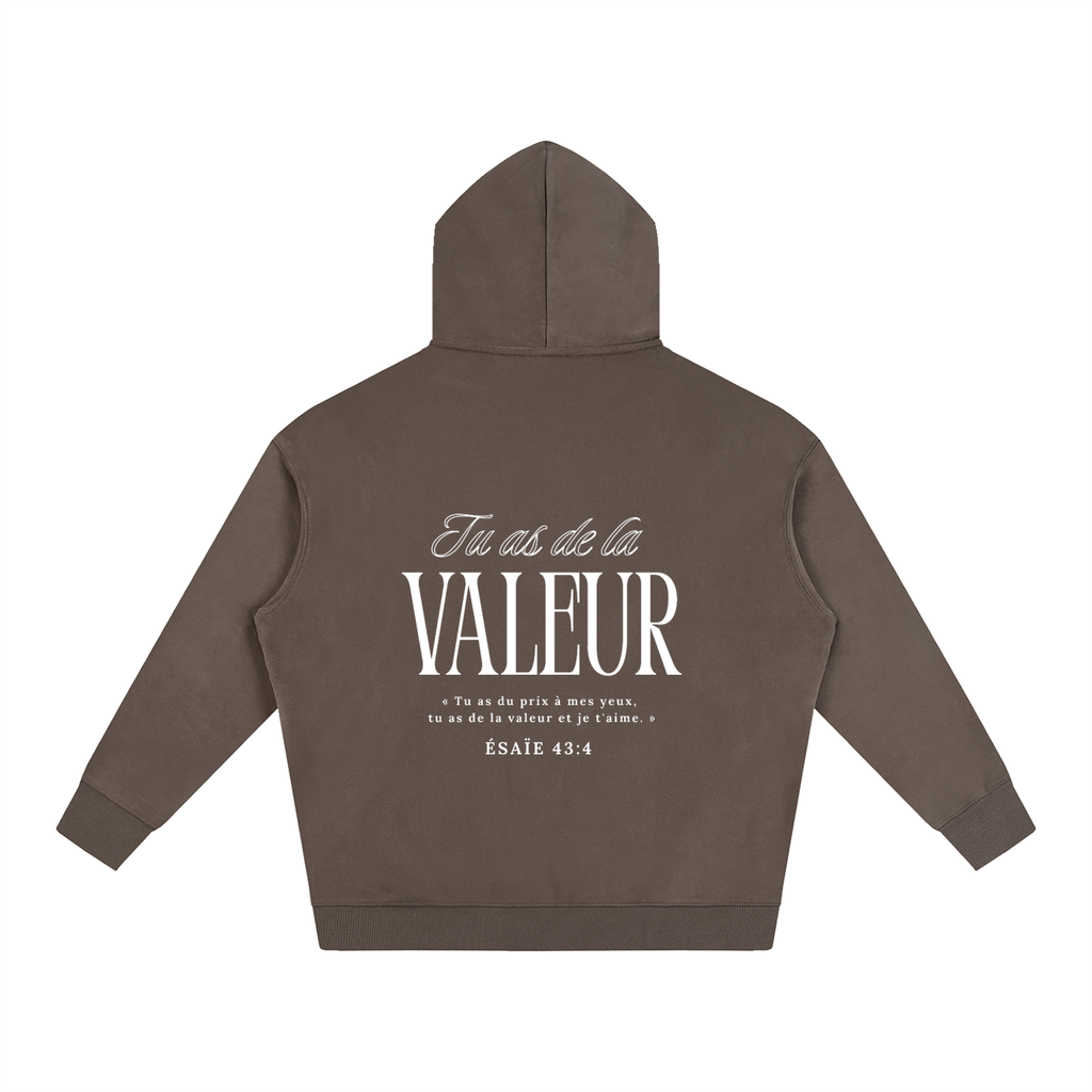 Hoodie "Tu as de la valeur" "Blanc"