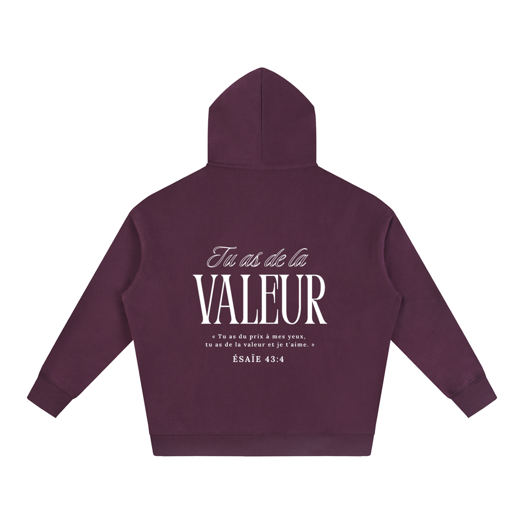 Hoodie "Tu as de la valeur" "Blanc"