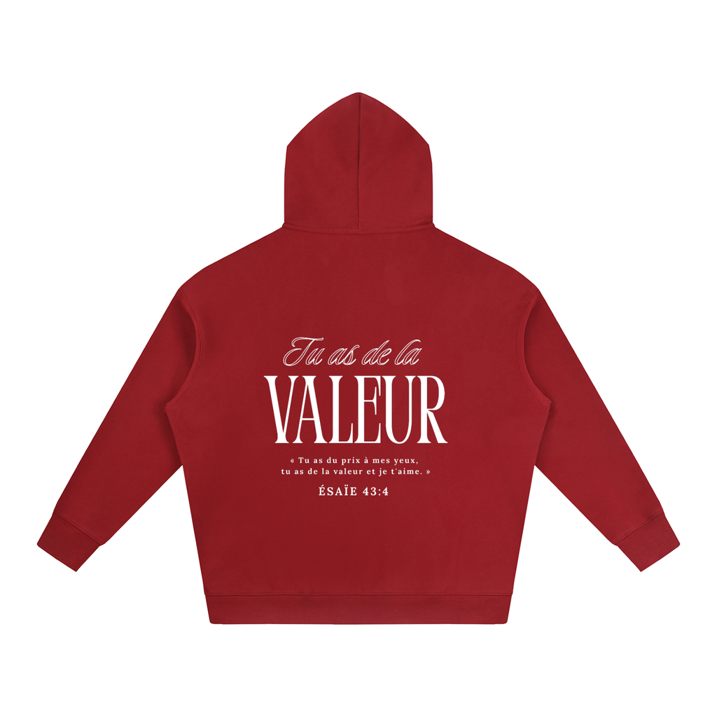 Hoodie "Tu as de la valeur" "Blanc"