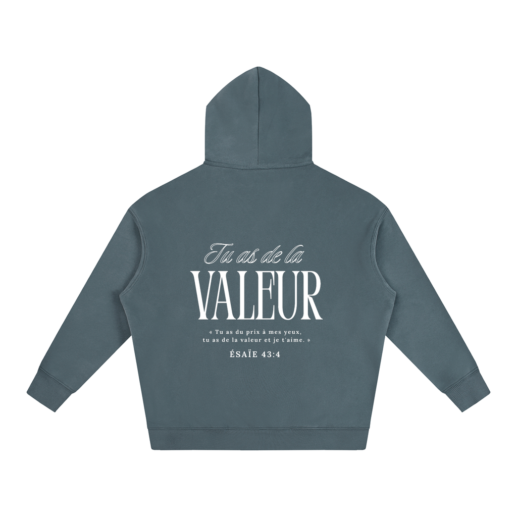 Hoodie "Tu as de la valeur" "Blanc"